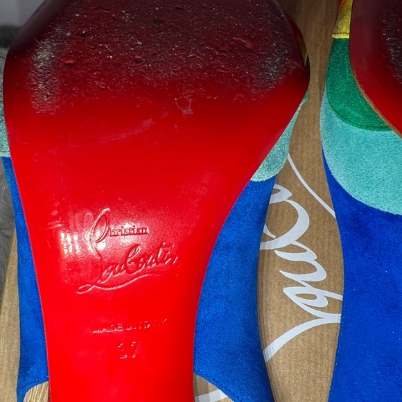 Christian Louboutin Degradama 80 Rainbow Suede Slingback’s - Picture 8 of 15
